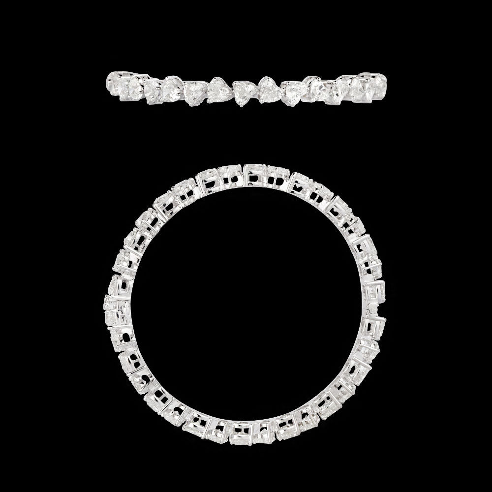 18K White Gold Diamond Bangle - 16.65ct VVS-VS-GH