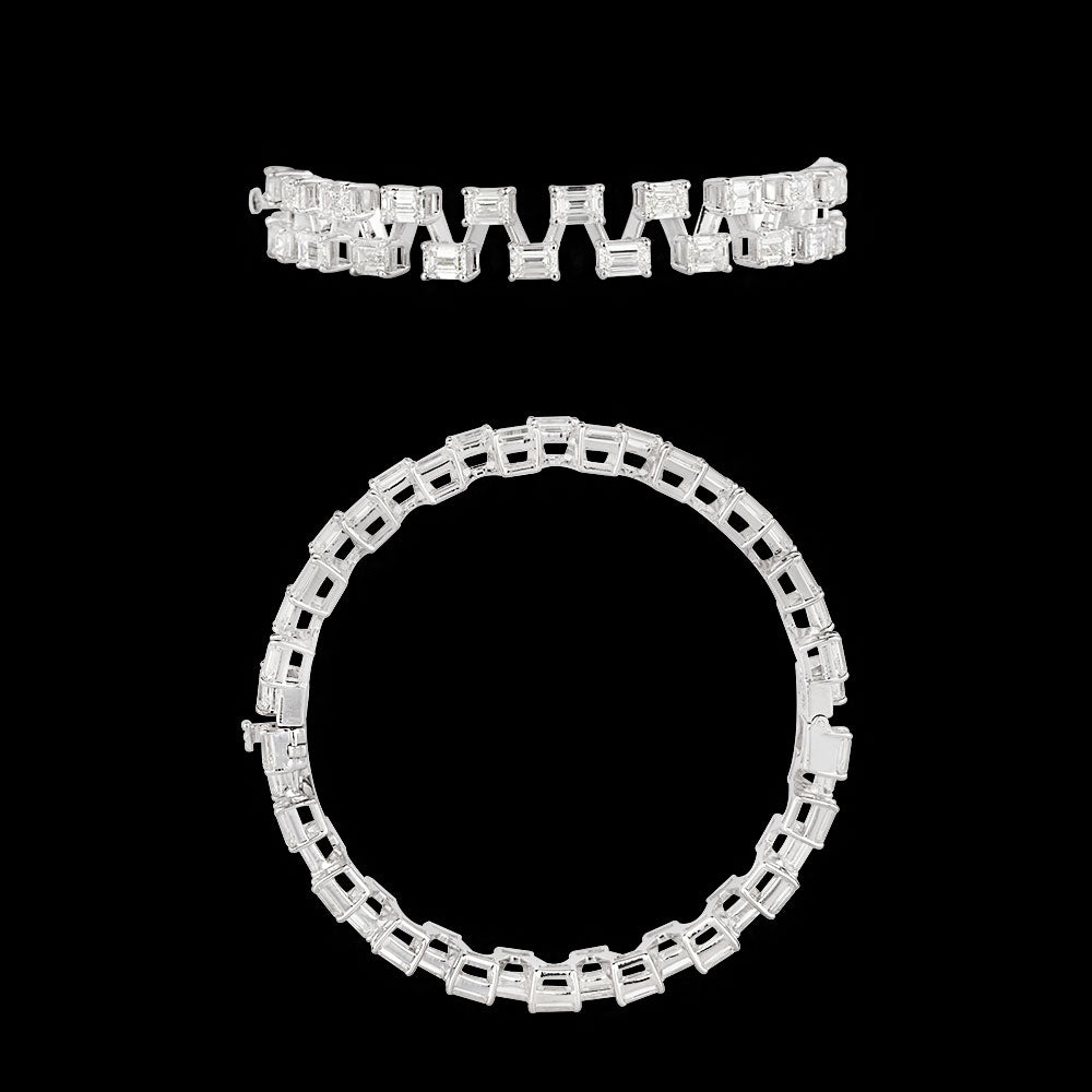 18K White Gold Diamond Bangle - 21.62ct VVS-VS-HI