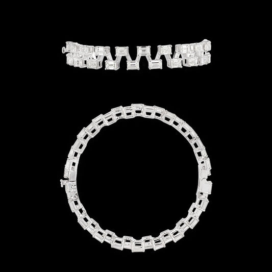 18K White Gold Diamond Bangle - 21.62ct VVS-VS-HI