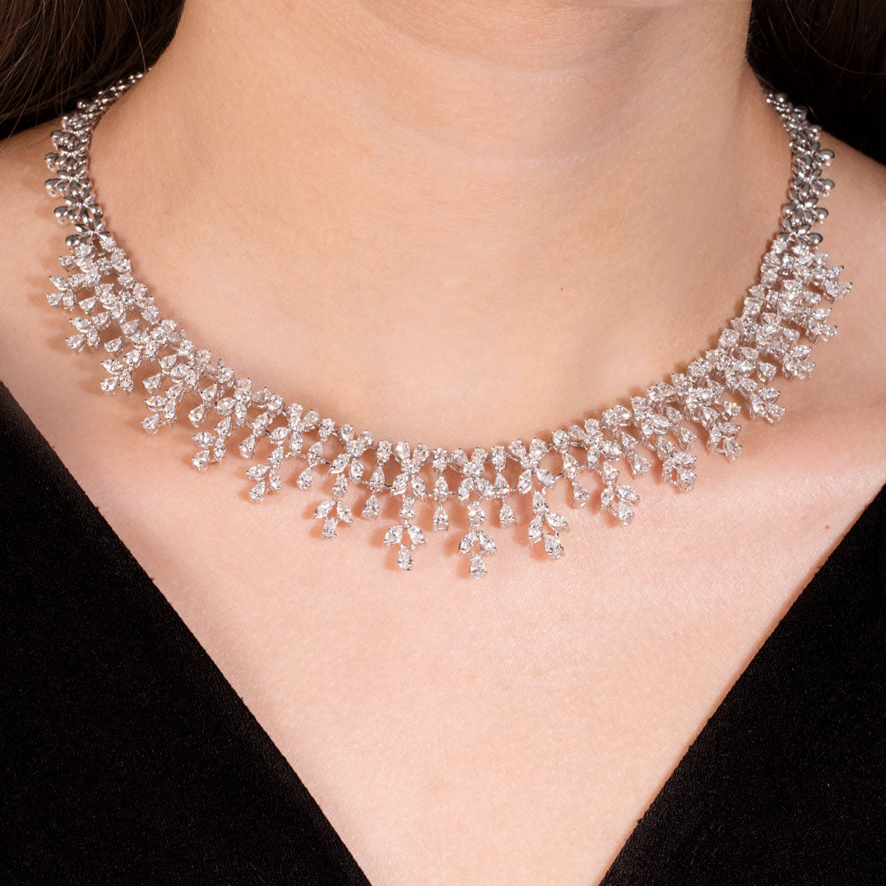 18K Rose Gold Diamond Necklace - 12.37ct VS-SI-EF