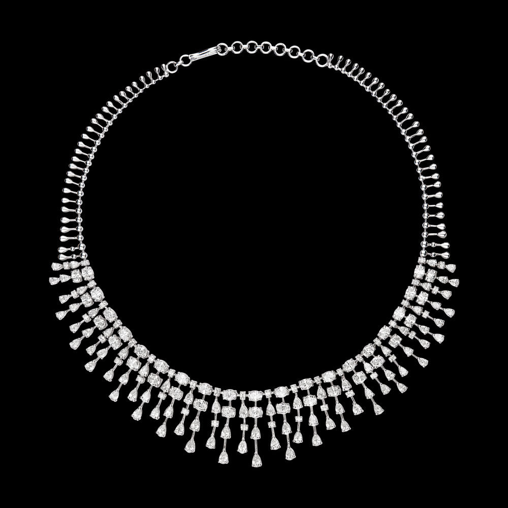 18K White Gold Diamond Necklace - 15.68ct VS-SI-EF