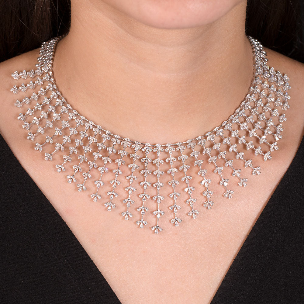 18K White Gold Diamond Necklace - 15.51ct VS-SI-EFG