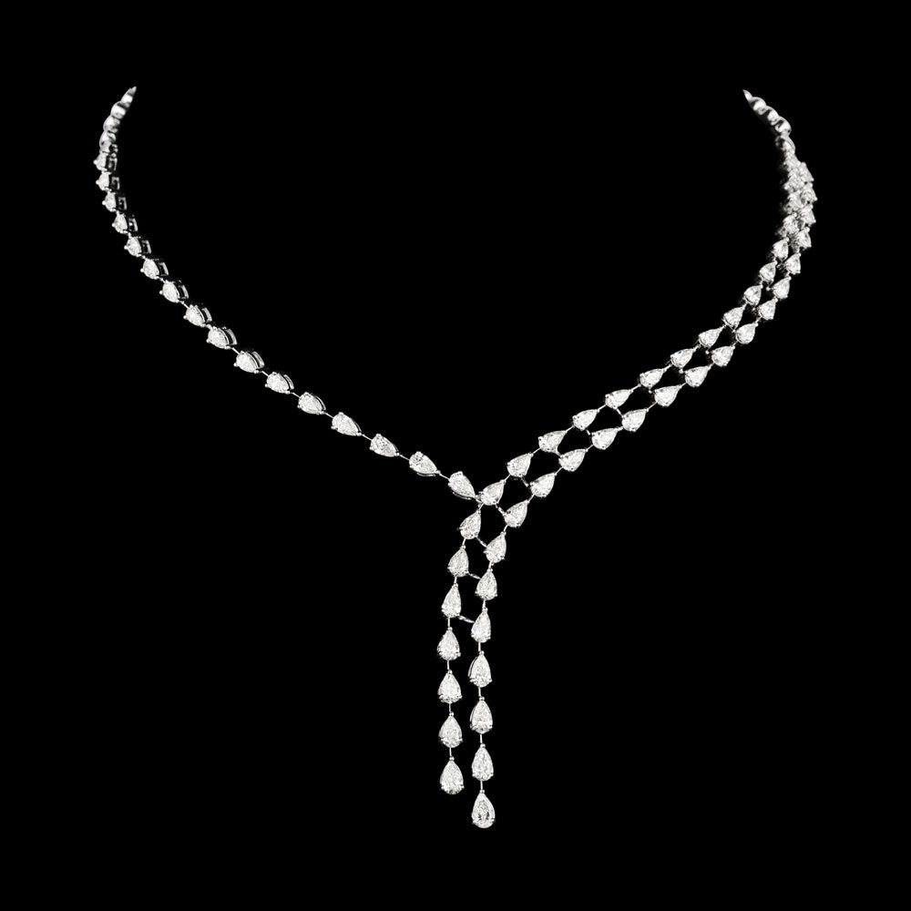 18K White Gold Diamond Necklace - 10.58ct VVS-VS-JK