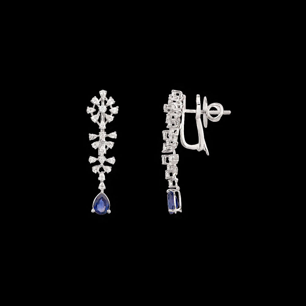 18K White Gold Diamond Pendant - 1.38ct VVS-EF with Colour Stones