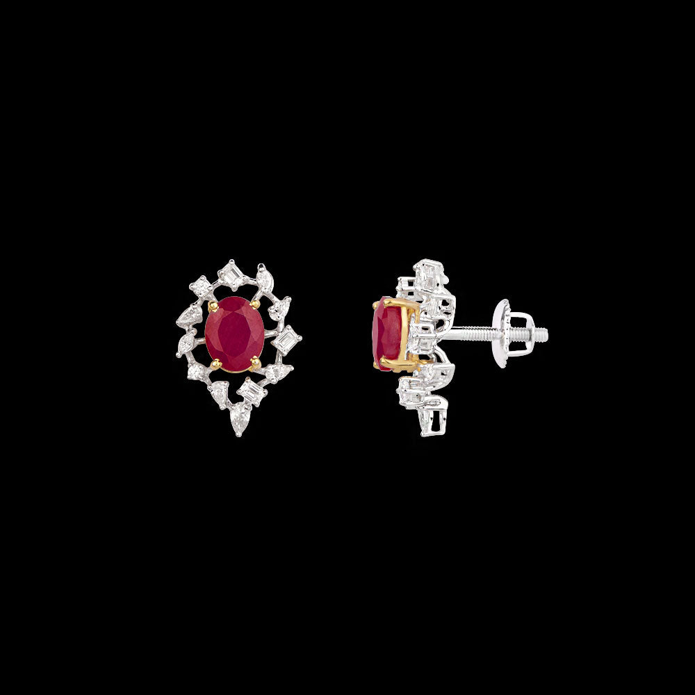 18K Two Tone Gold Diamond Pendant - 1.14ct VS-SI-EF with Colour Stones