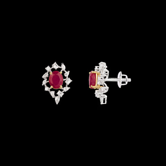 18K Two Tone Gold Diamond Pendant - 1.14ct VS-SI-EF with Colour Stones