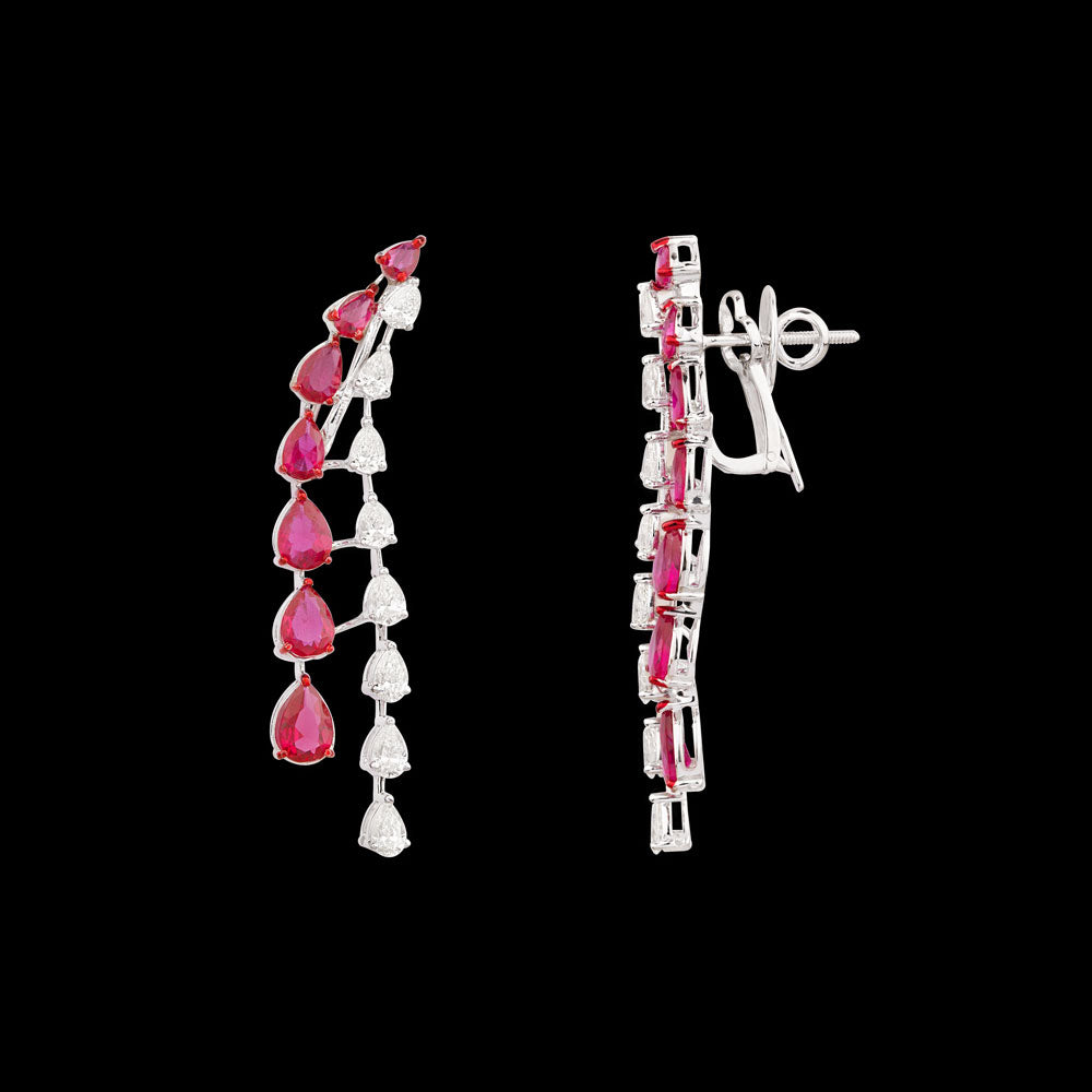 18K White Gold Diamond Pendant - 3.25ct VVS-VS-JK with Colour Stones