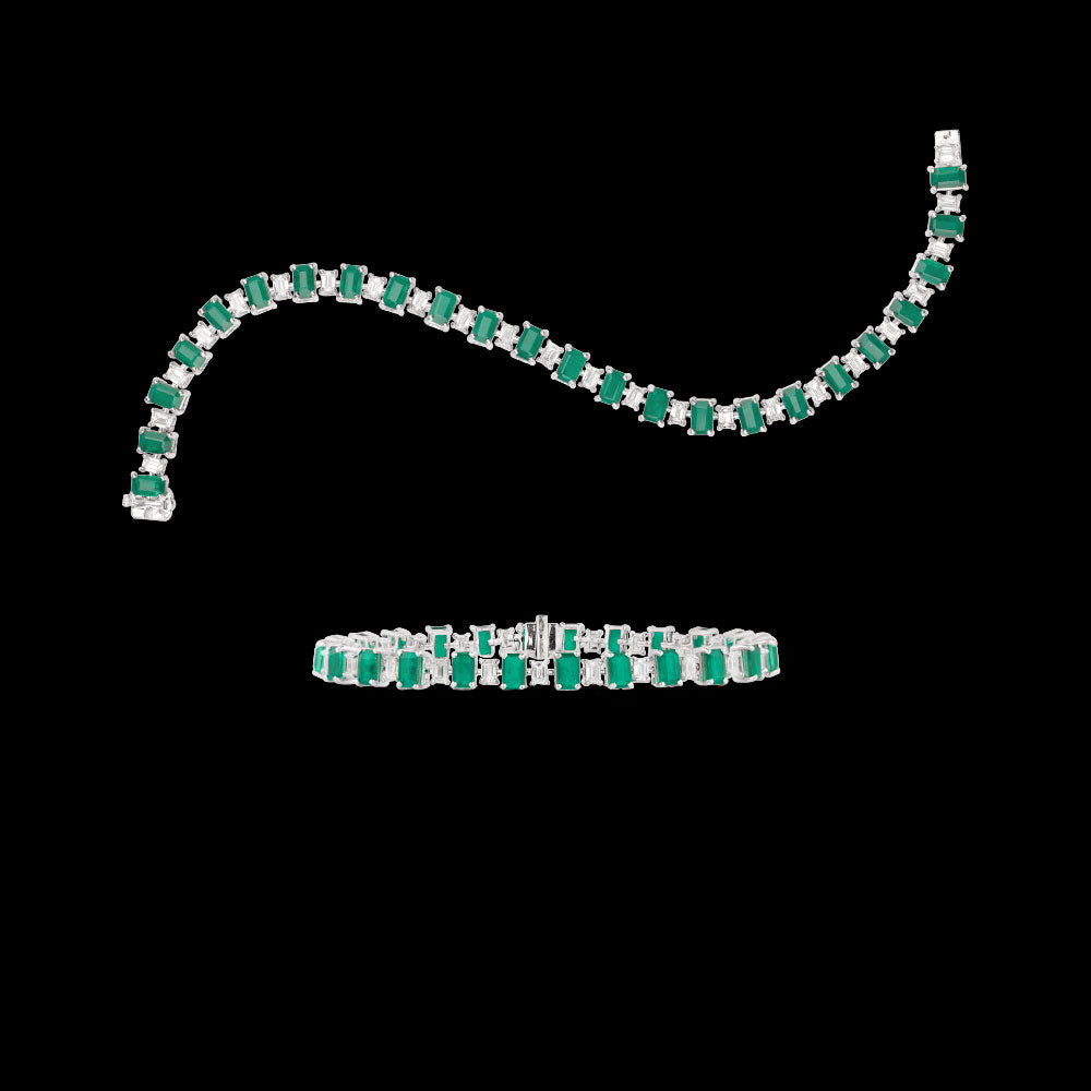 18K White Gold Diamond Bracelet - 2.38ct VVS-FG with Colour Stones