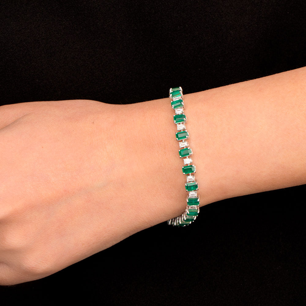 18K White Gold Diamond Bracelet - 2.38ct VVS-FG with Colour Stones