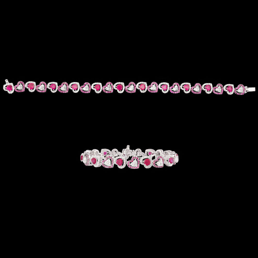 18K White Gold Diamond Bracelet - 3.22ct VVS-VS-EF with Colour Stones