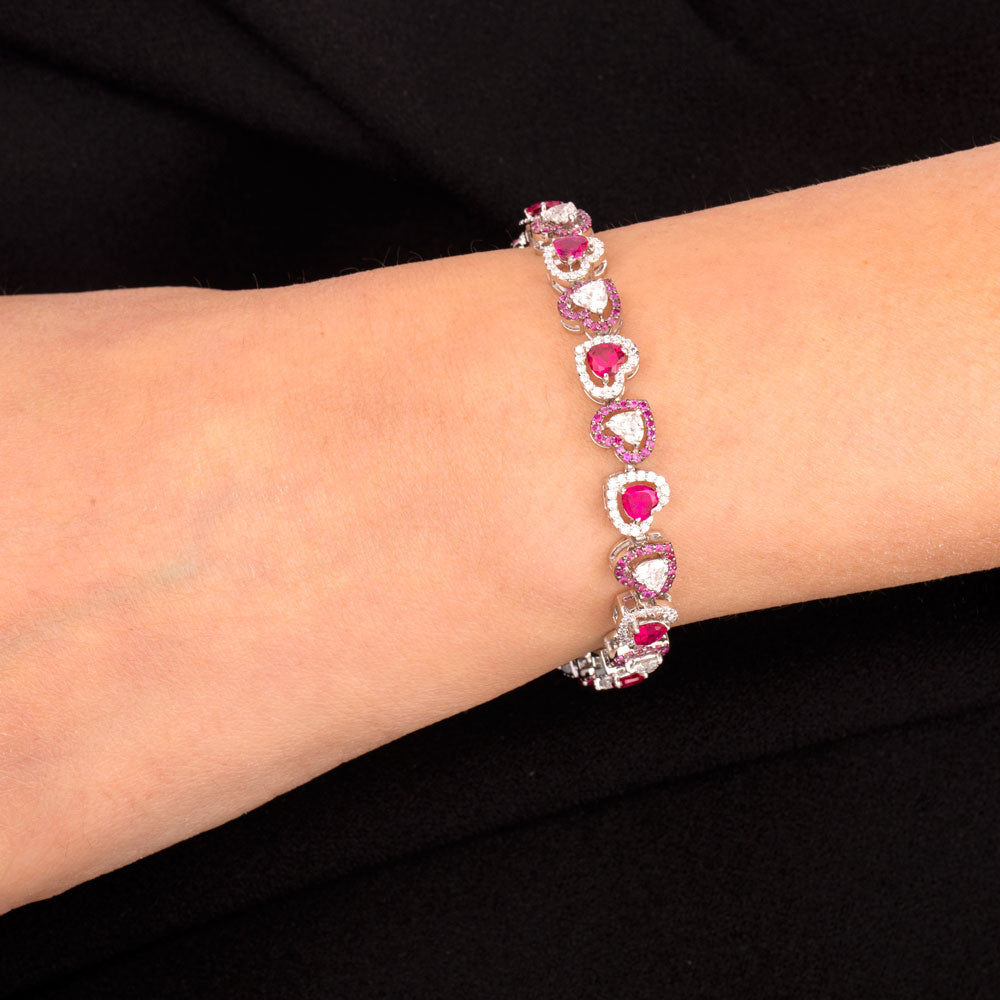 18K White Gold Diamond Bracelet - 3.22ct VVS-VS-EF with Colour Stones