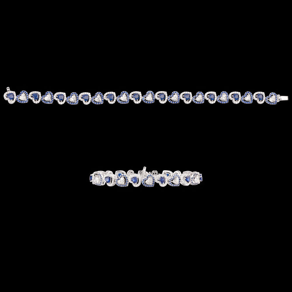 18K White Gold Diamond Bracelet - 3.6ct VVS-VS-EF with Colour Stones