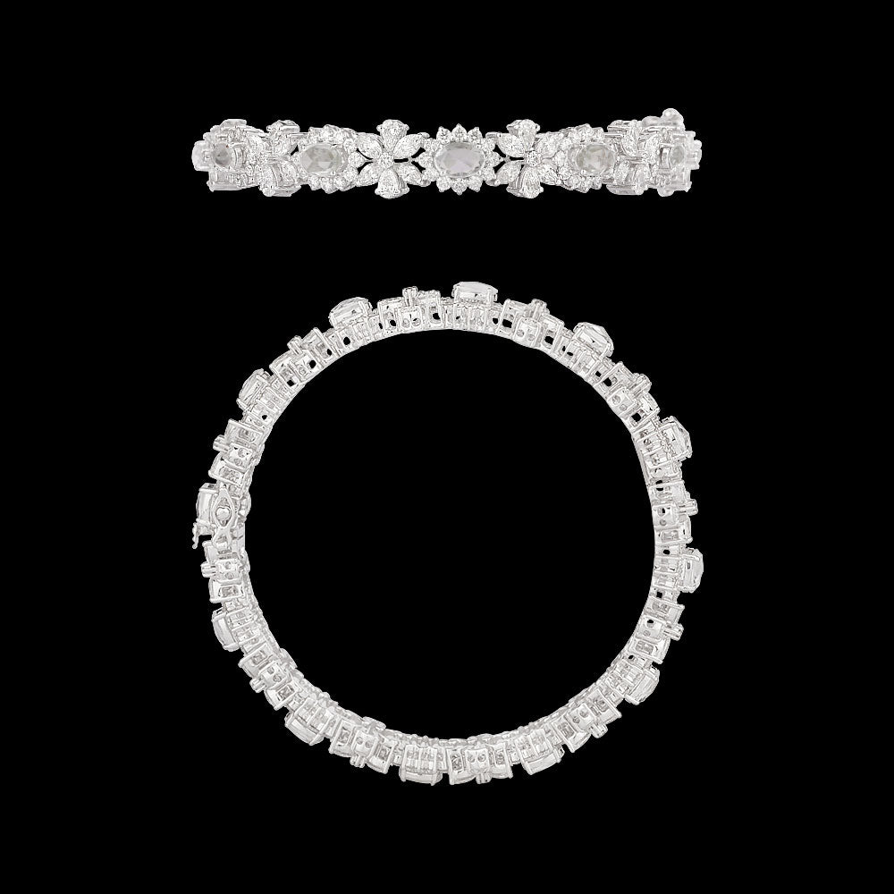 18K White Gold Diamond Bangle - 16.91ct VVS-VS-GH with Colour Stones