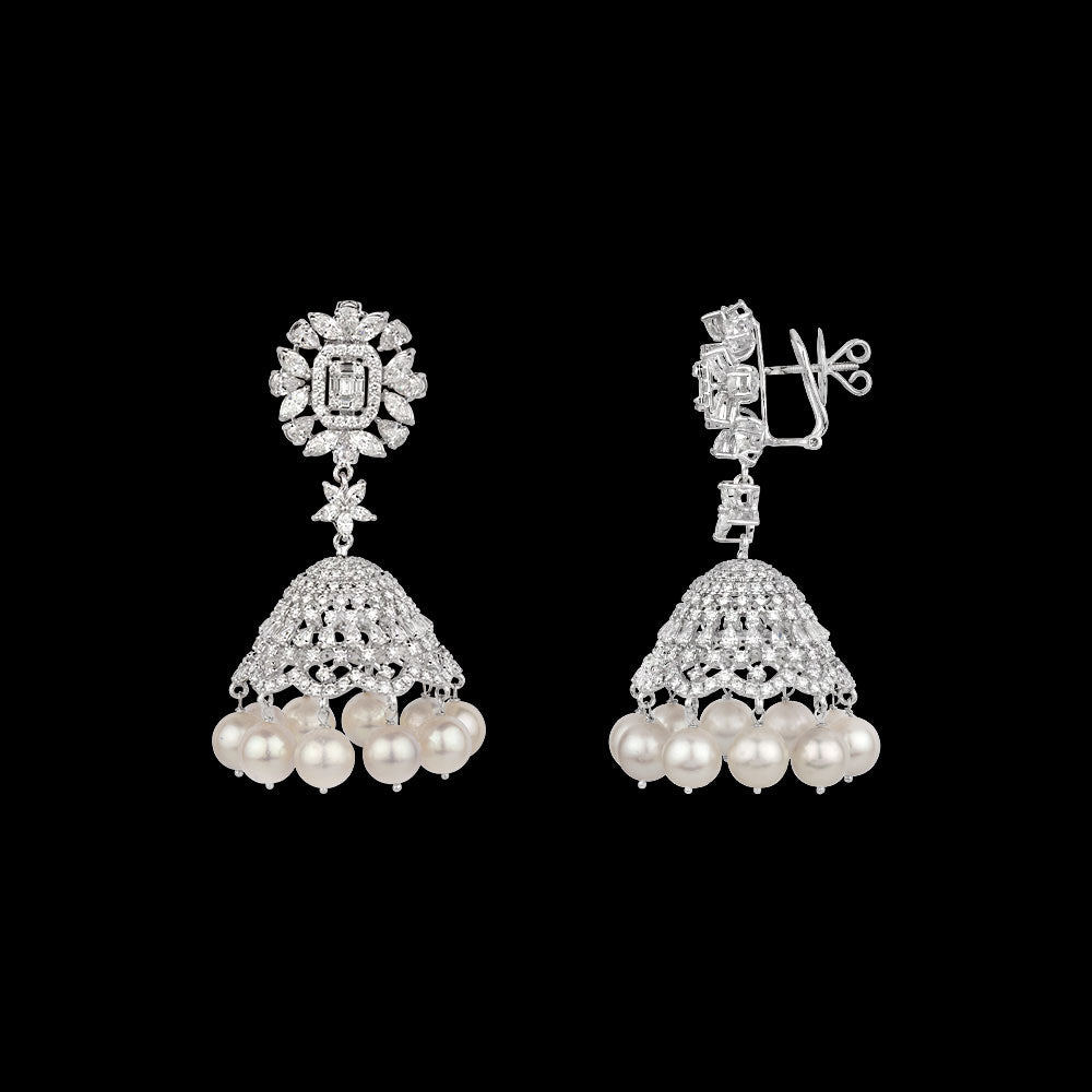 18K White Gold Diamond Earrings - 15.38ct VVS-VS-GH with Colour Stones