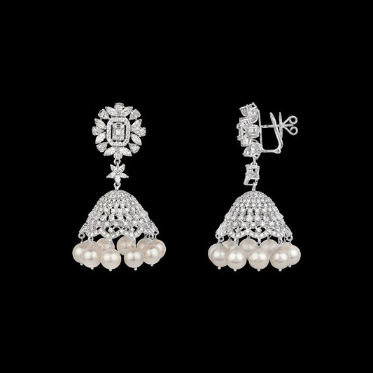 18K White Gold Diamond Earrings - 15.38ct VVS-VS-GH with Colour Stones