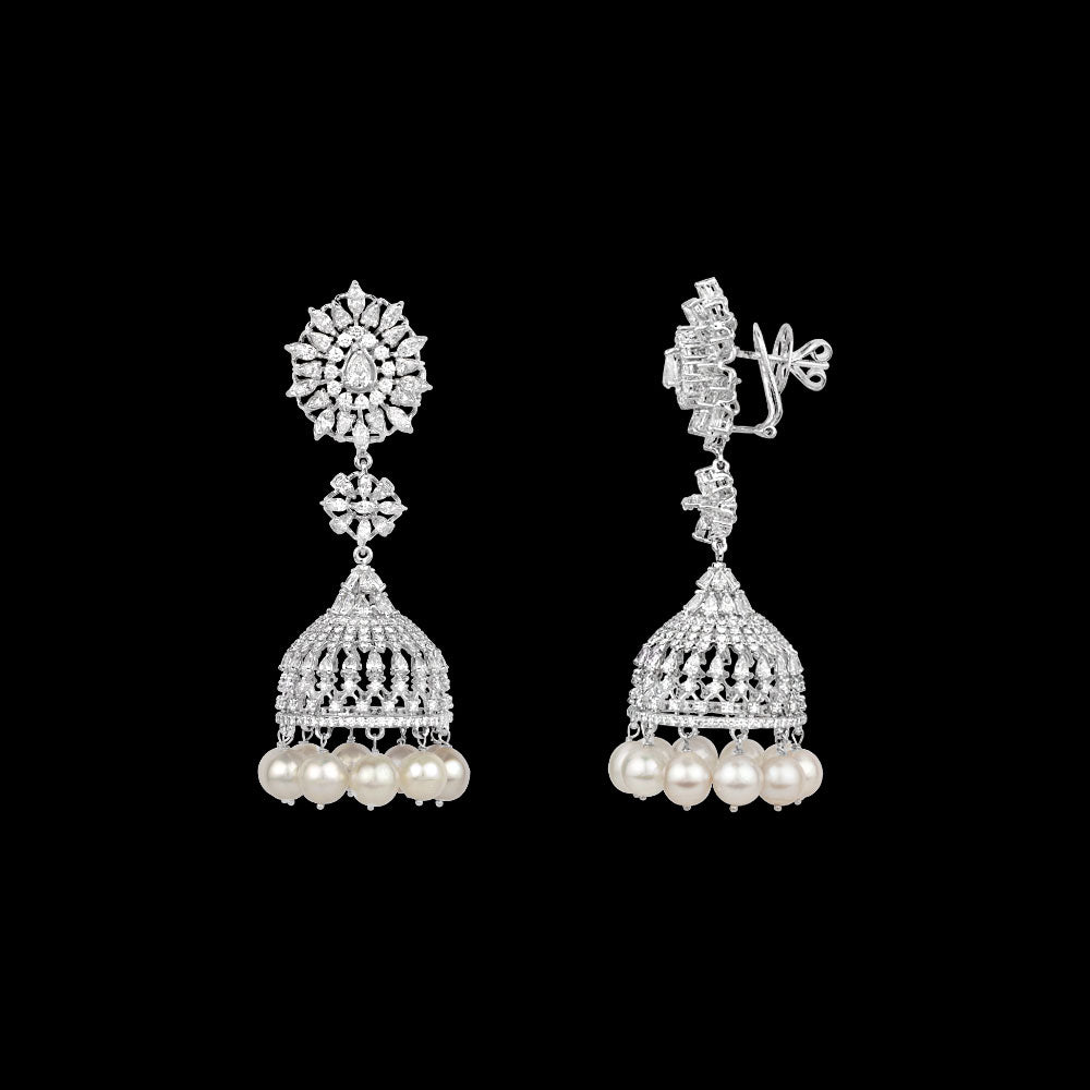 18K White Gold Diamond Earrings - 15.22ct VVS-VS-GH with Colour Stones