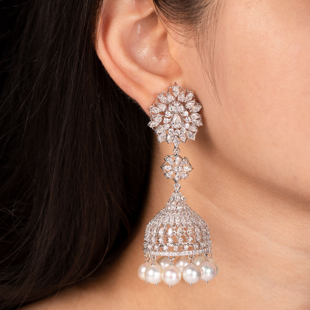 18K White Gold Diamond Earrings - 15.22ct VVS-VS-GH with Colour Stones