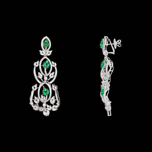18K White Gold Diamond Earrings - 13.151ct VVS-VS-GH with Colour Stones