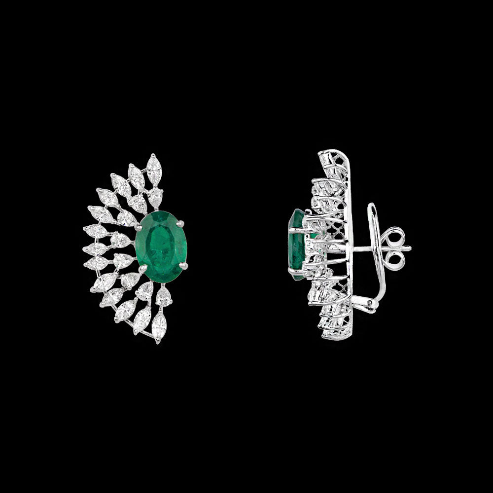 18K White Gold Diamond Earrings - 5.35ct VVS-EF with Colour Stones