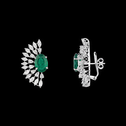 18K White Gold Diamond Earrings - 5.35ct VVS-EF with Colour Stones