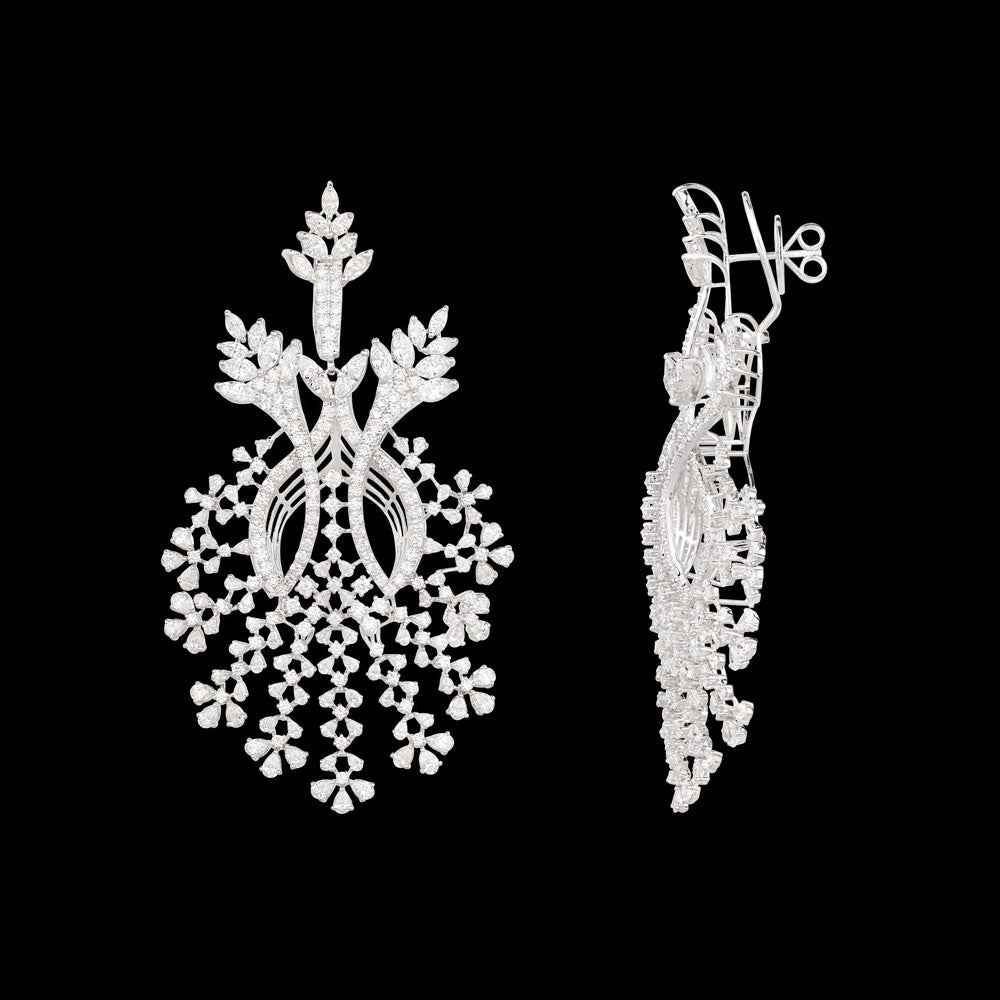18K White Gold Diamond Earrings - 19.03ct VVS-VS-EF