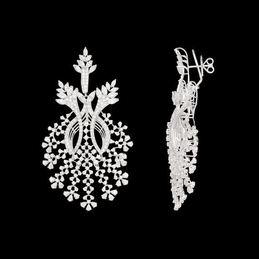 18K White Gold Diamond Earrings - 19.03ct VVS-VS-EF