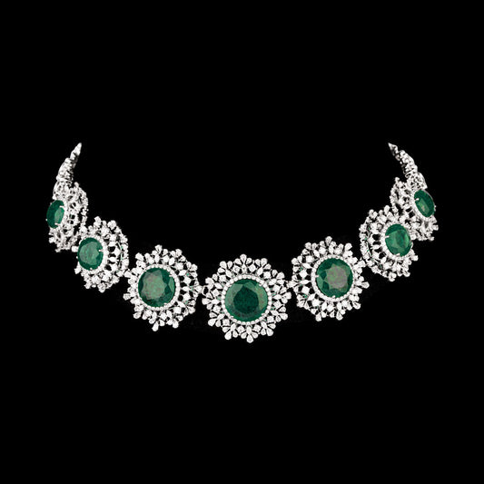 18K White Gold Diamond Necklace - 14.51ct VVS-EF with Colour Stones