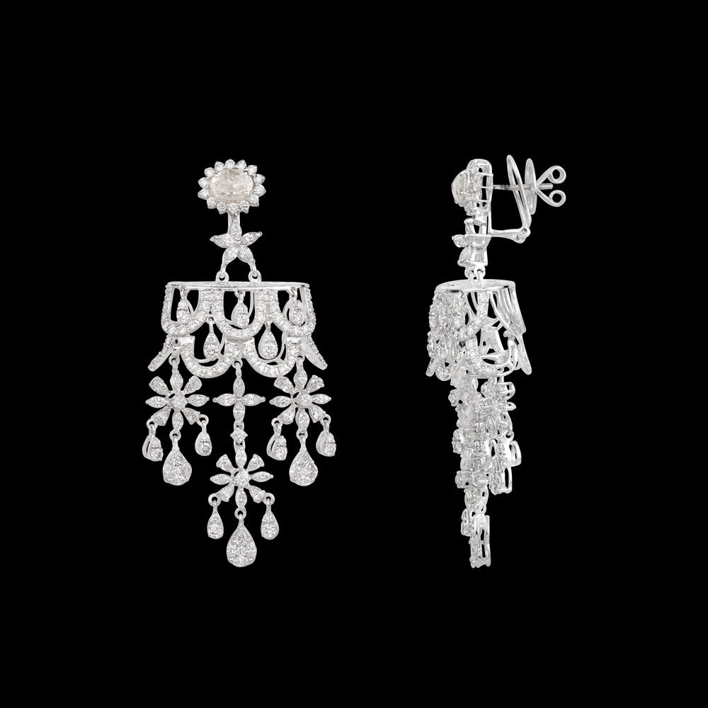 18K White Gold Diamond Jewellery - 12.47ct VVS-VS-GH with Colour Stones
