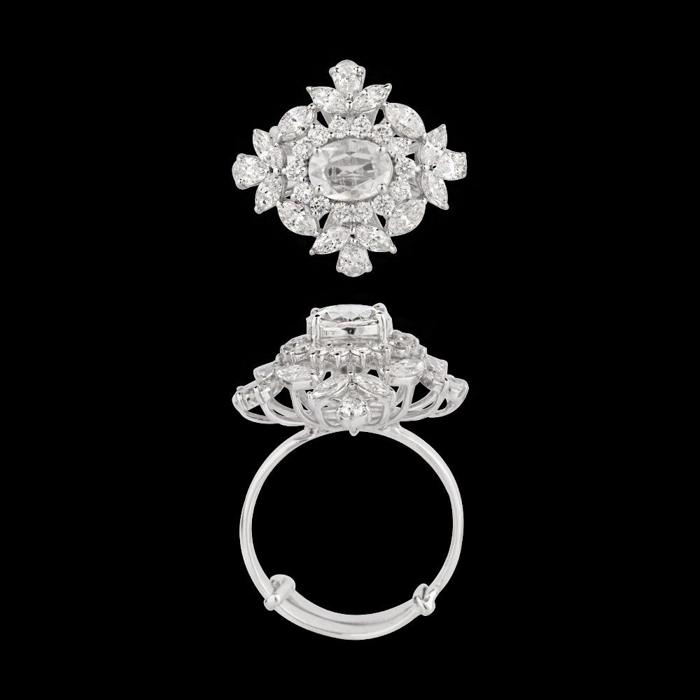 18K White Gold Diamond Ring - 1.37ct VVS-VS-GH with Colour Stones
