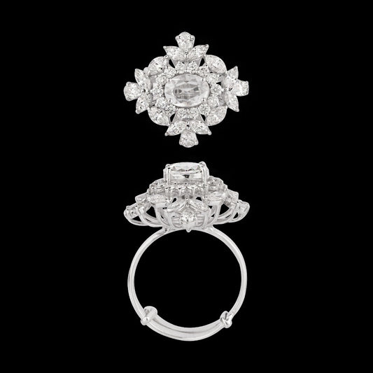 18K White Gold Diamond Ring - 1.37ct VVS-VS-GH with Colour Stones