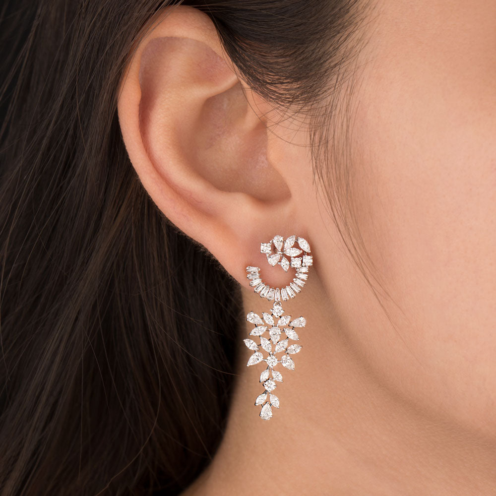 18K White Gold Diamond Earrings - 2.883ct VVS-VS-EF