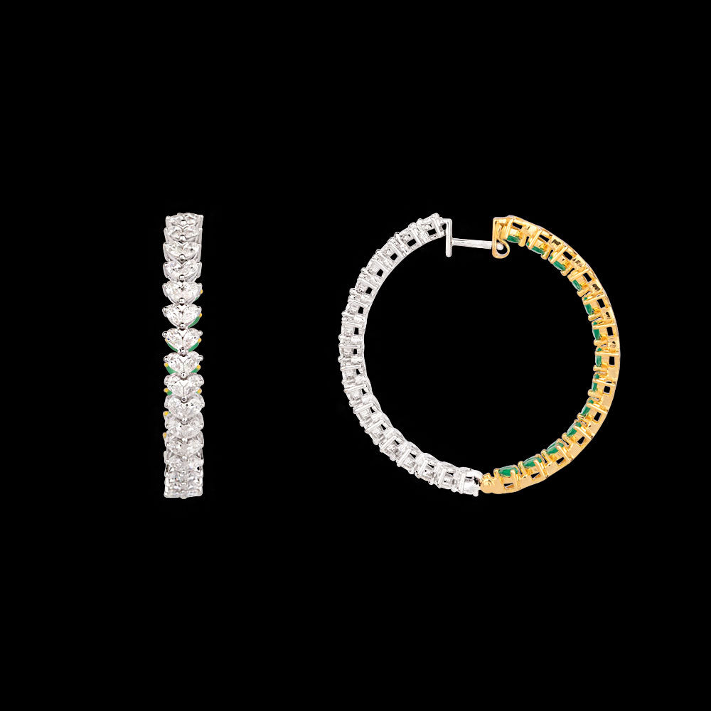 18K White Gold Diamond Earrings - 2.67ct VVS-EF with Colour Stones