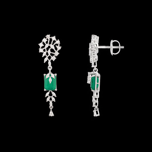 18K White Gold Diamond Earrings - 0.957ct VVS-EF with Colour Stones