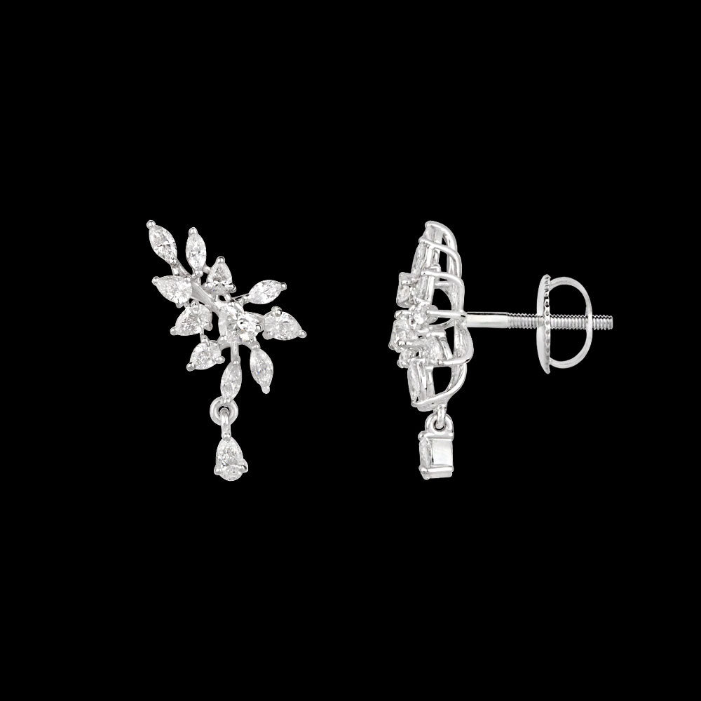18K White Gold Diamond Earrings - 1.345ct VS-EF