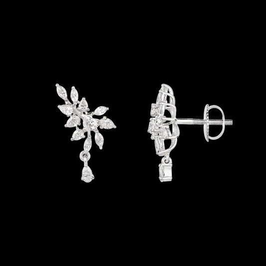 18K White Gold Diamond Earrings - 1.345ct VS-EF