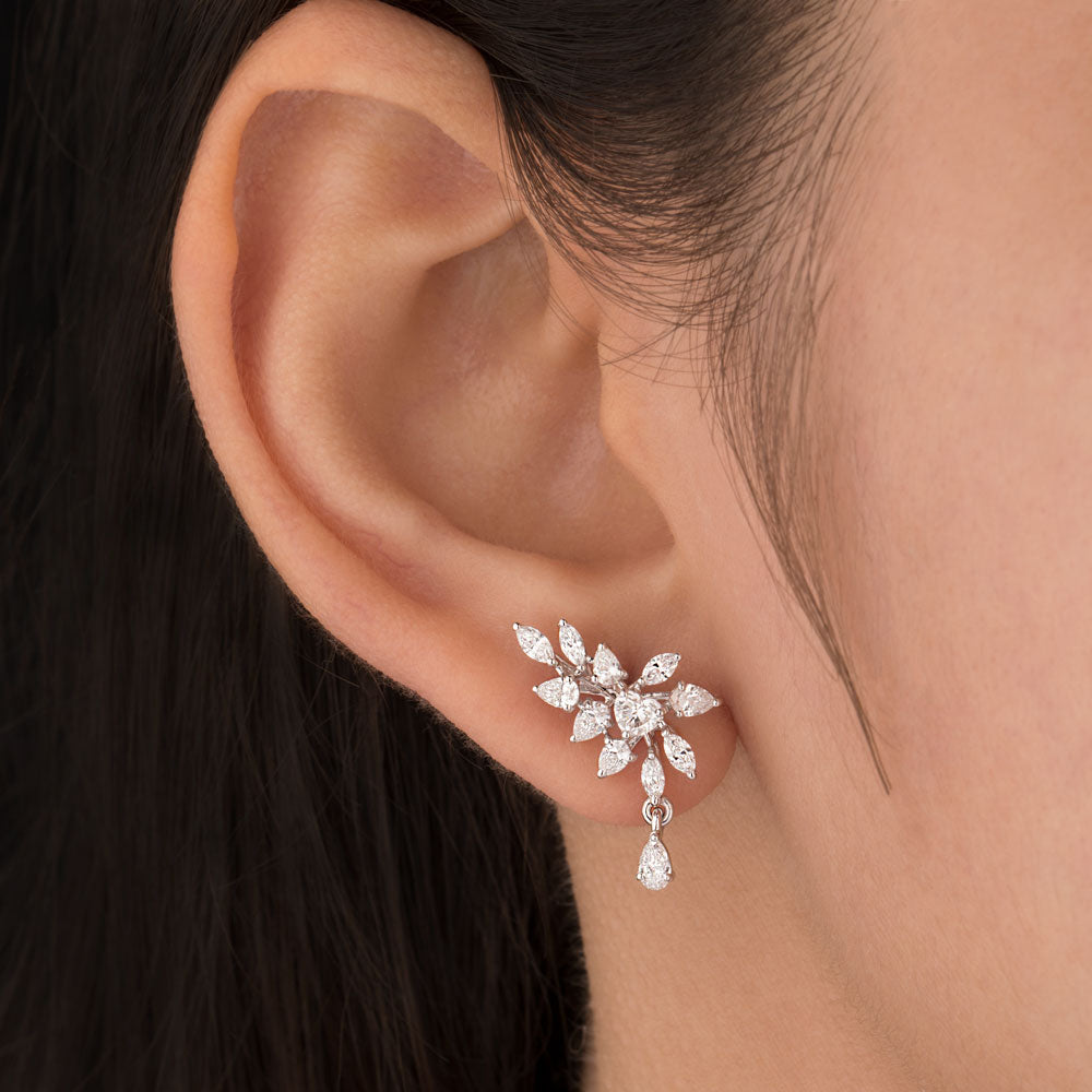 18K White Gold Diamond Earrings - 1.345ct VS-EF