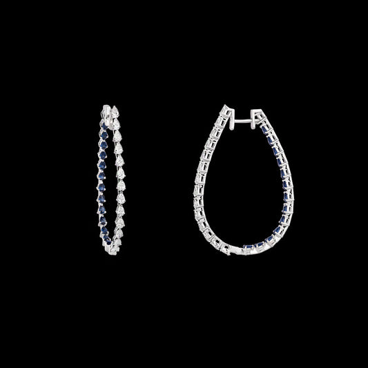 18K White Gold Diamond Earrings - 1.633ct VVS-VS-EF with Colour Stones
