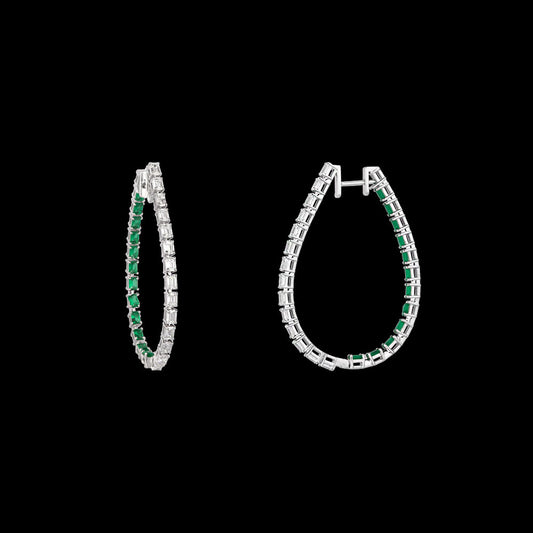 18K White Gold Diamond Earrings - 2.67ct VVS-VS-EF with Colour Stones