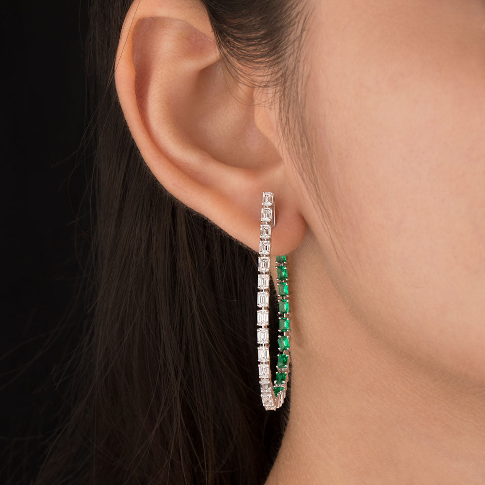 18K White Gold Diamond Earrings - 2.67ct VVS-VS-EF with Colour Stones