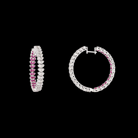 18K White Gold Diamond Earrings - 2.09ct VVS-VS-EF with Colour Stones