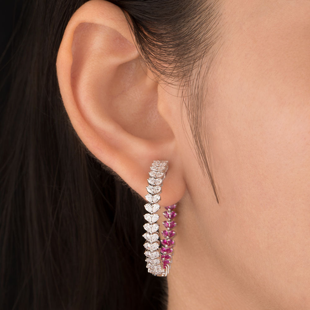 18K White Gold Diamond Earrings - 2.09ct VVS-VS-EF with Colour Stones