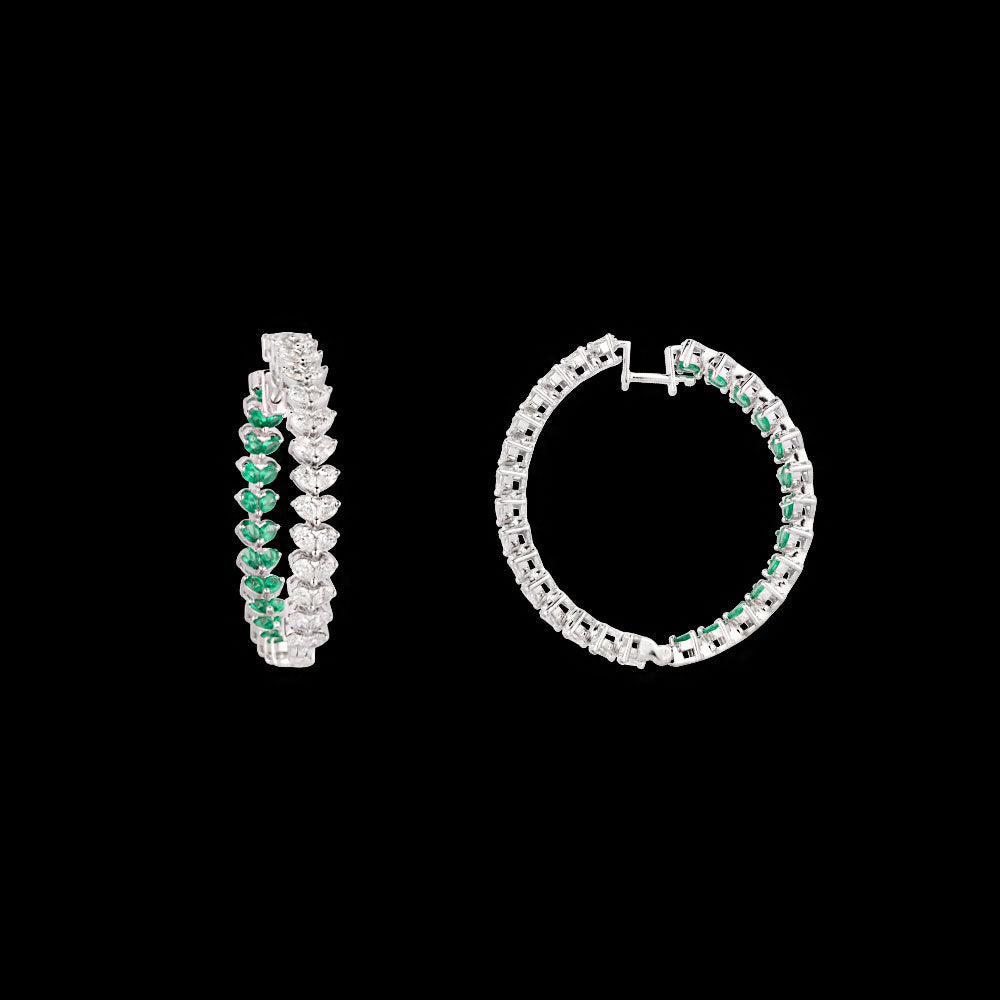 18K White Gold Diamond Earrings - 1.98ct VVS-VS-EF with Colour Stones