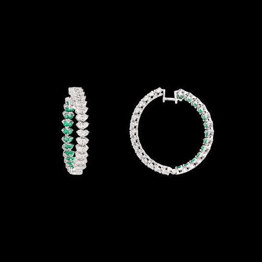 18K White Gold Diamond Earrings - 1.98ct VVS-VS-EF with Colour Stones