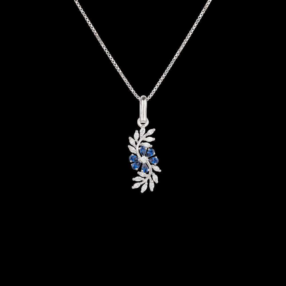 18K White Gold Diamond Pendant - 0.29ct VVS-EF with Colour Stones