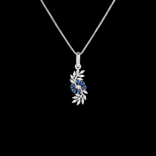 18K White Gold Diamond Pendant - 0.29ct VVS-EF with Colour Stones