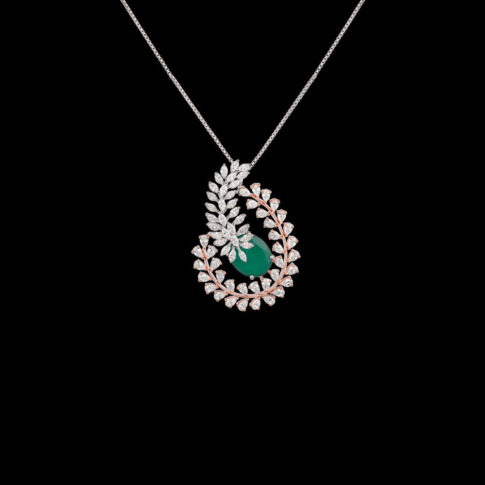 18K White Gold Diamond Pendant - 2.39ct VVS-EF with Colour Stones
