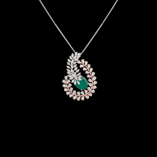 18K White Gold Diamond Pendant - 2.39ct VVS-EF with Colour Stones