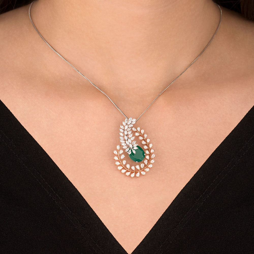 18K White Gold Diamond Pendant - 2.39ct VVS-EF with Colour Stones