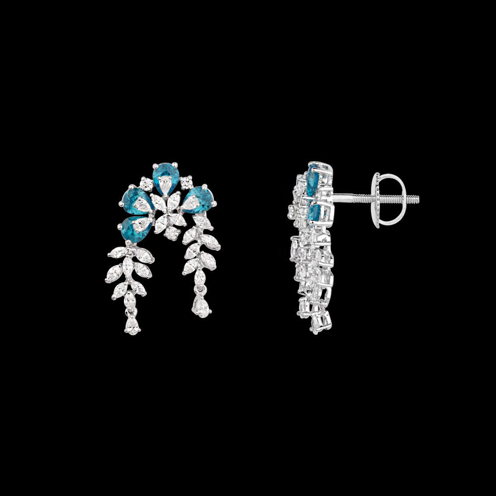 18K White Gold Diamond Jewellery - 1.758ct VVS-EF with Colour Stones