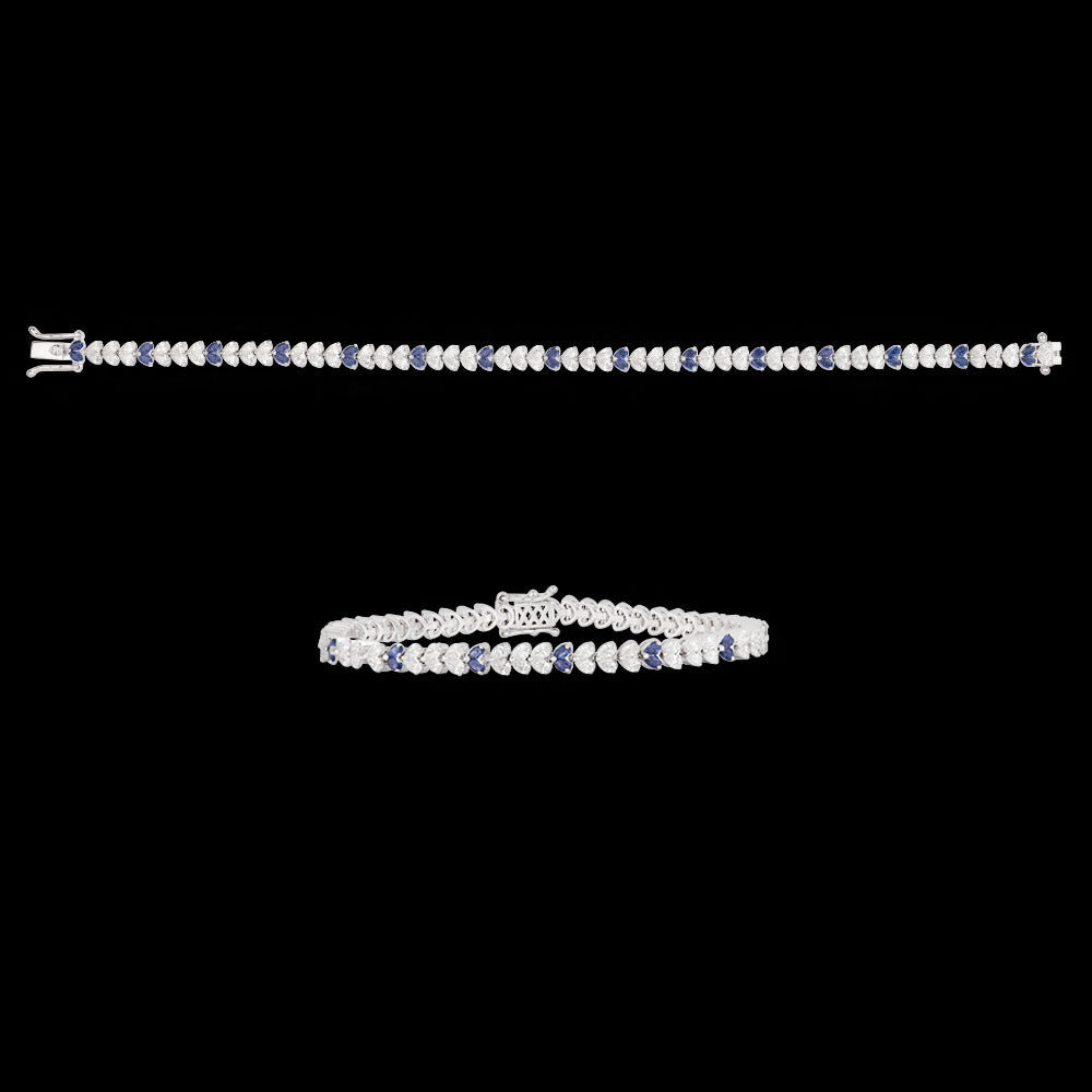 18K White Gold Diamond Bracelet - 2.775ct VVS-EF with Colour Stones